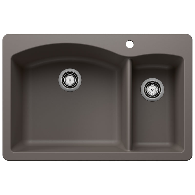 Blanco Diamond SILGRANIT 33" 70/30 Double Bowl Dual Mount Kitchen Sink Blanco