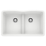 Blanco Diamond SILGRANIT 32" 50/50 Double Bowl Undermount Kitchen Sink with Low Divide Blanco