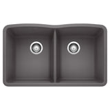 Blanco Diamond SILGRANIT 32" 50/50 Double Bowl Undermount Kitchen Sink Blanco