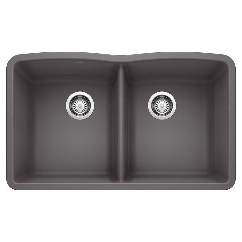 Blanco Diamond SILGRANIT 32" 50/50 Double Bowl Undermount Kitchen Sink Blanco