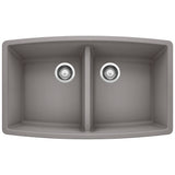 Blanco Performa SILGRANIT 33" 50/50 Double Bowl Undermount Kitchen Sink Blanco