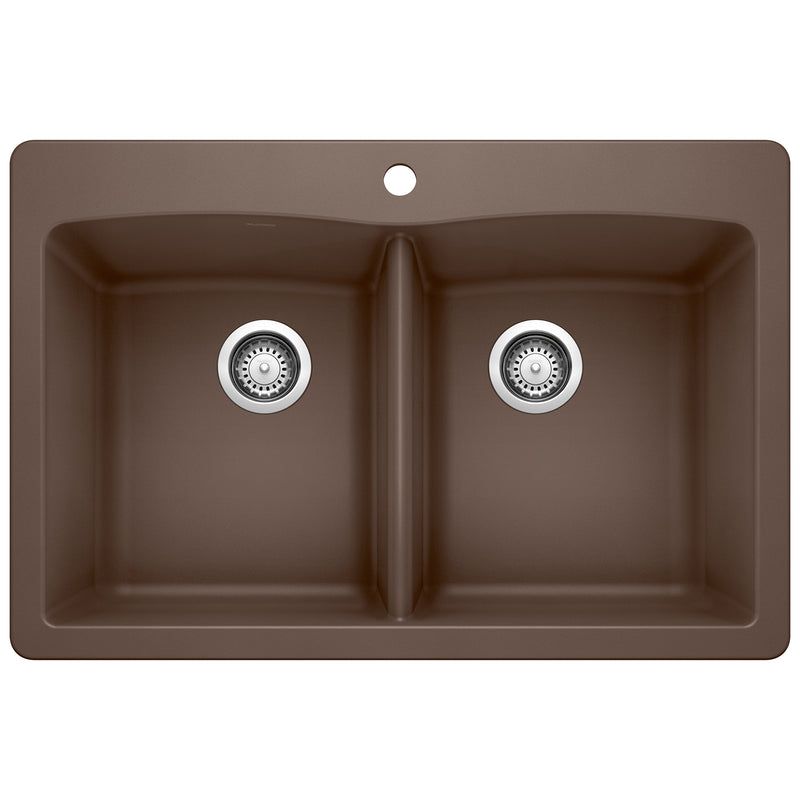 Blanco Diamond SILGRANIT 33" 50/50 Double Bowl Dual Mount Kitchen Sink Blanco