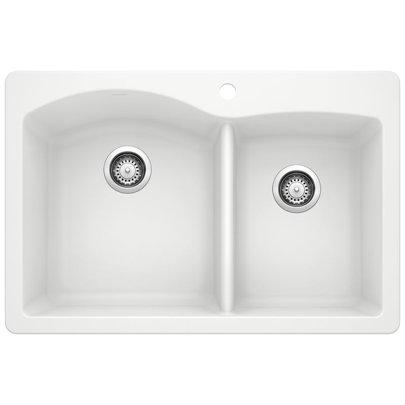 Blanco Diamond SILGRANIT 33" 60/40 Double Bowl Dual Mount Kitchen Sink Blanco