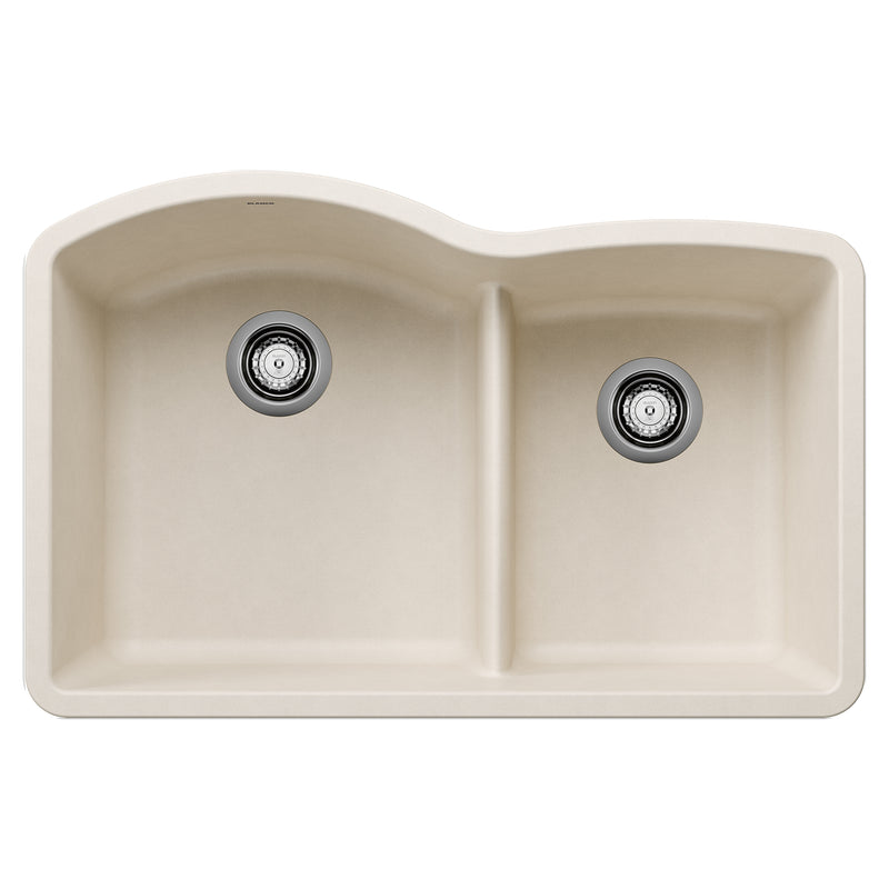 Blanco Diamond SILGRANIT 32" 60/40 Double Bowl Undermount Kitchen Sink with Low Divide Blanco