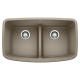 Blanco Valea SILGRANIT 32" 50/50 Double Bowl Undermount Kitchen Sink with Low Divide Blanco