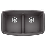 Blanco Valea SILGRANIT 32" 50/50 Double Bowl Undermount Kitchen Sink with Low Divide Blanco