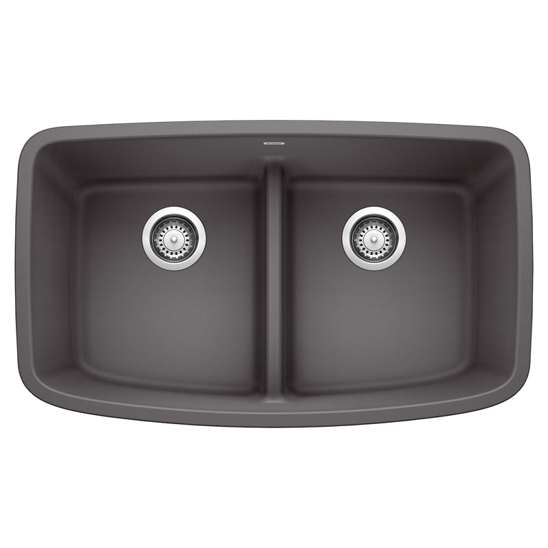 Blanco Valea SILGRANIT 32" 50/50 Double Bowl Undermount Kitchen Sink with Low Divide Blanco