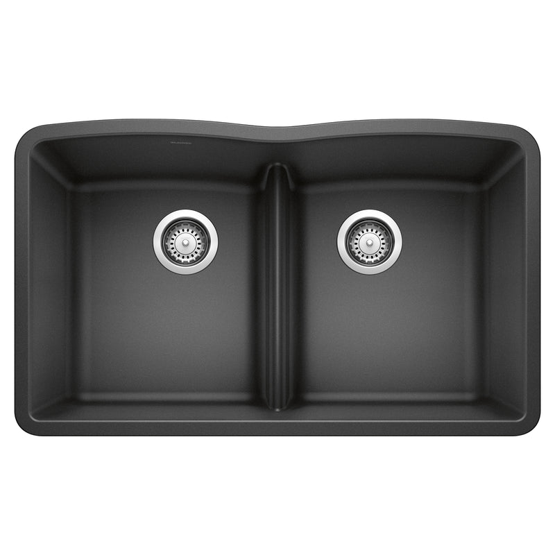 Blanco Diamond SILGRANIT 32" 50/50 Double Bowl Undermount Kitchen Sink with Low Divide Blanco