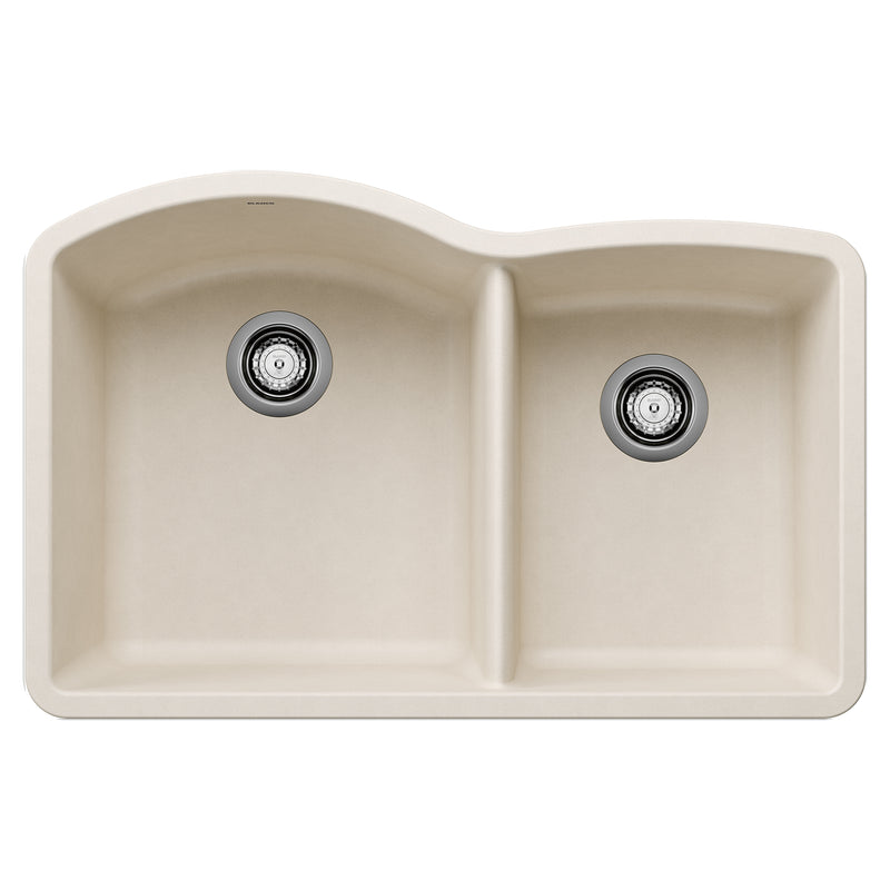 Blanco Diamond SILGRANIT 32" 60/40 Double Bowl Undermount Kitchen Sink Blanco