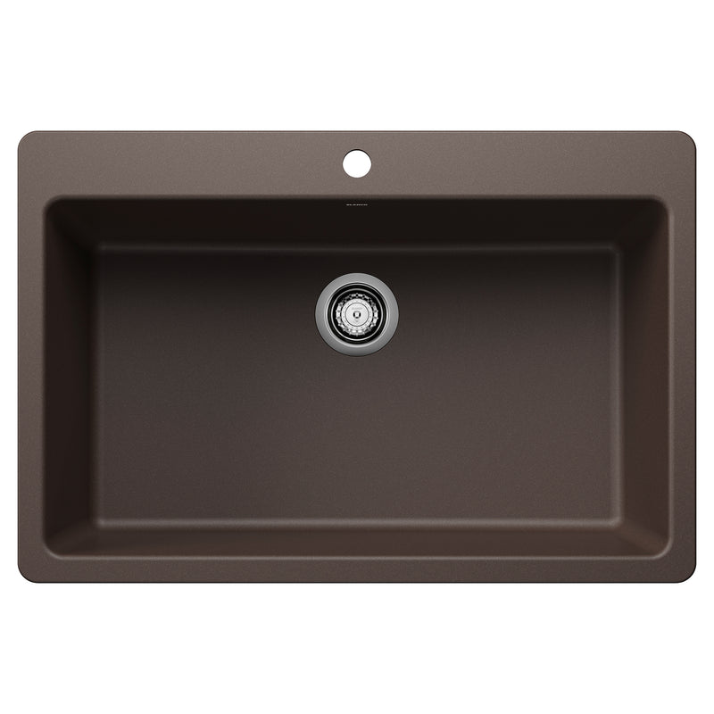 Blanco Liven SILGRANIT 33" Super Single Dual Mount Kitchen Sink Blanco