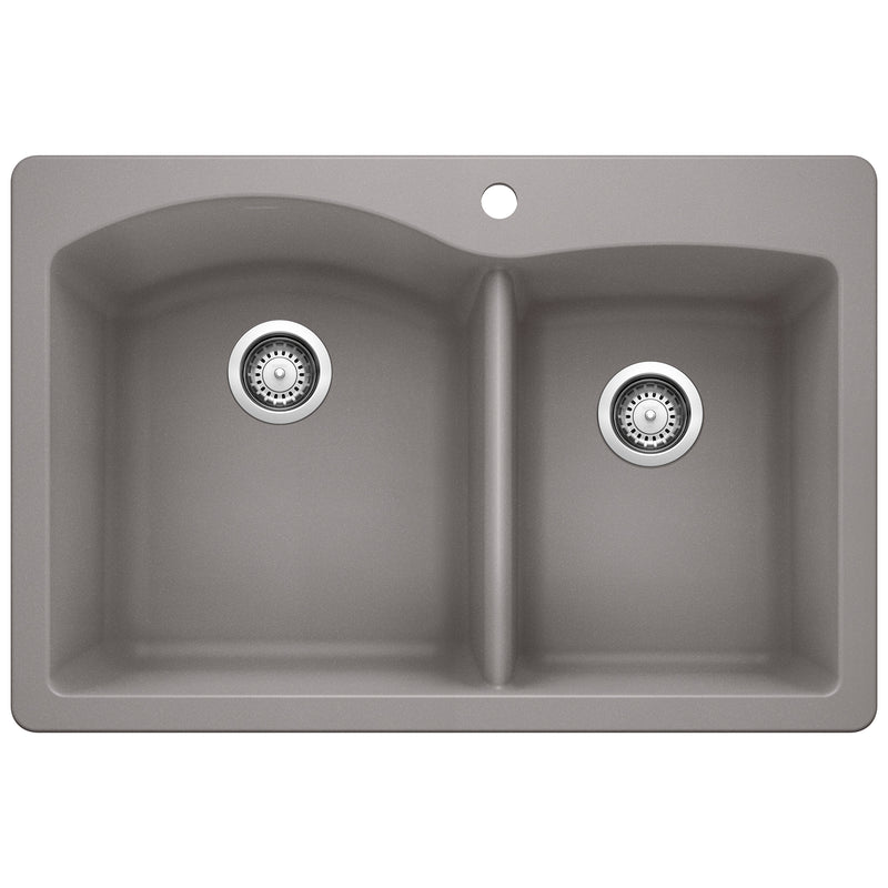 Blanco Diamond SILGRANIT 33" 60/40 Double Bowl Dual Mount Kitchen Sink Blanco