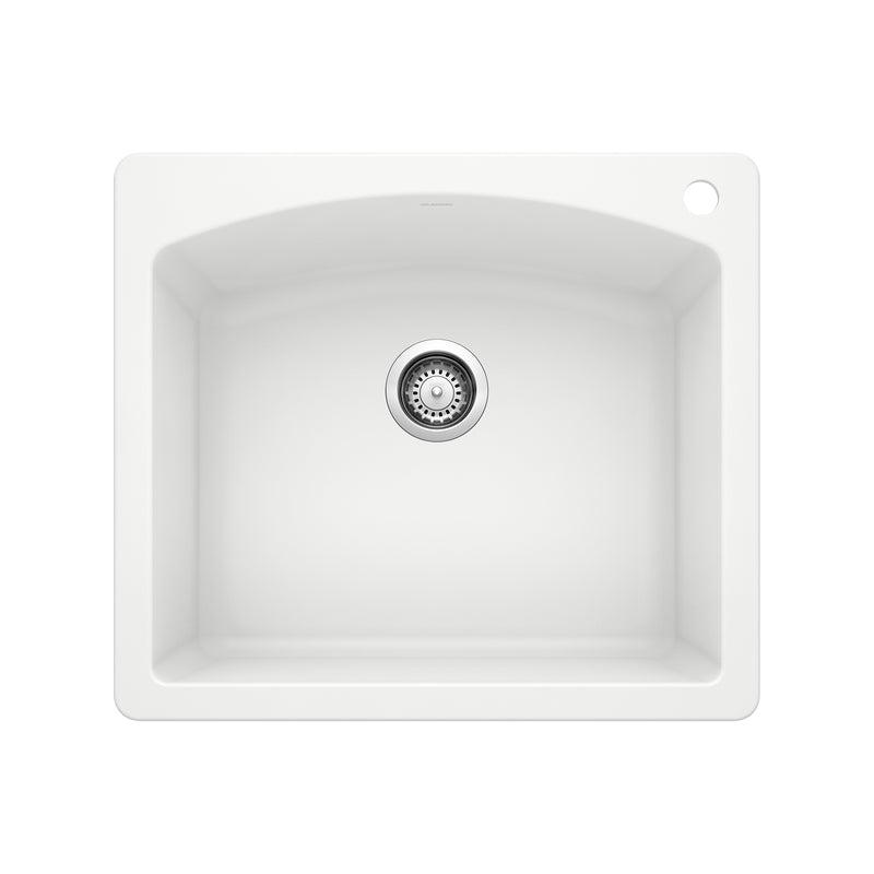 Blanco Diamond SILGRANIT 25" Single Bowl Dual Mount Kitchen Sink Blanco