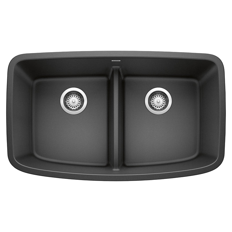 Blanco Valea SILGRANIT 32" 50/50 Double Bowl Undermount Kitchen Sink with Low Divide Blanco