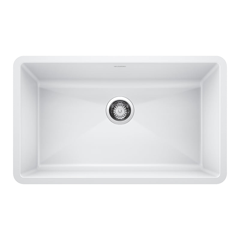 Blanco Precis SILGRANIT 32" Super Single Undermount Kitchen Sink Blanco