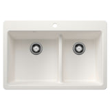 Blanco Liven SILGRANIT 33" 60/40 Double Bowl Dual Mount Kitchen Sink with Low Divide Blanco