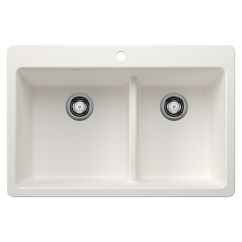 Blanco Liven SILGRANIT 33" 60/40 Double Bowl Dual Mount Kitchen Sink with Low Divide Blanco