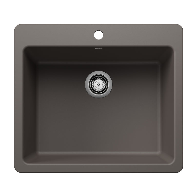 Blanco Liven SILGRANIT 25" Single Bowl Dual Mount Kitchen Sink Blanco