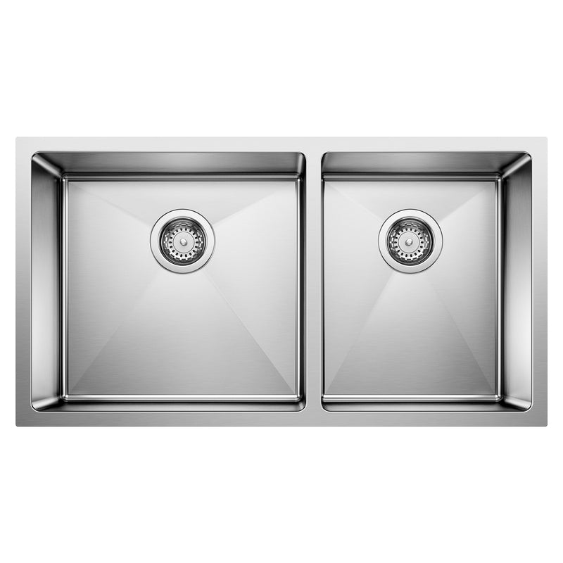 Blanco Quatrus R15 33" 60/40 Double Bowl Undermount Stainless Steel Kitchen Sink Blanco