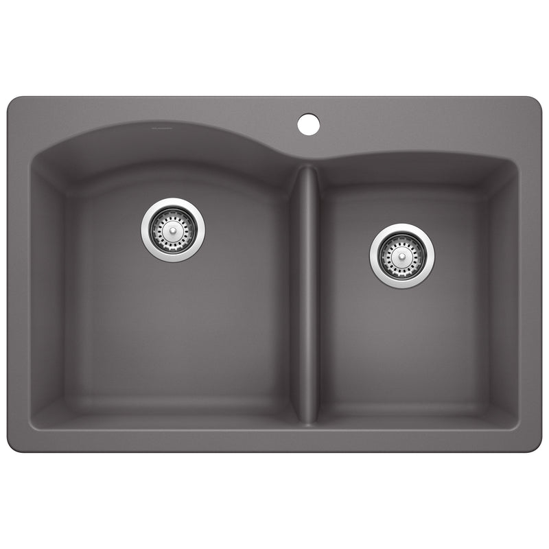 Blanco Diamond SILGRANIT 33" 60/40 Double Bowl Dual Mount Kitchen Sink Blanco