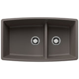 Blanco Performa SILGRANIT 33" 60/40 Double Bowl Undermount Kitchen Sink with Low Divide Blanco