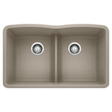 Blanco Diamond SILGRANIT 32" 50/50 Double Bowl Undermount Kitchen Sink with Low Divide Blanco