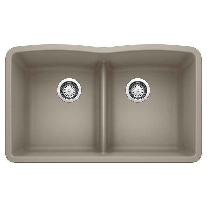 Blanco Diamond SILGRANIT 32" 50/50 Double Bowl Undermount Kitchen Sink with Low Divide Blanco