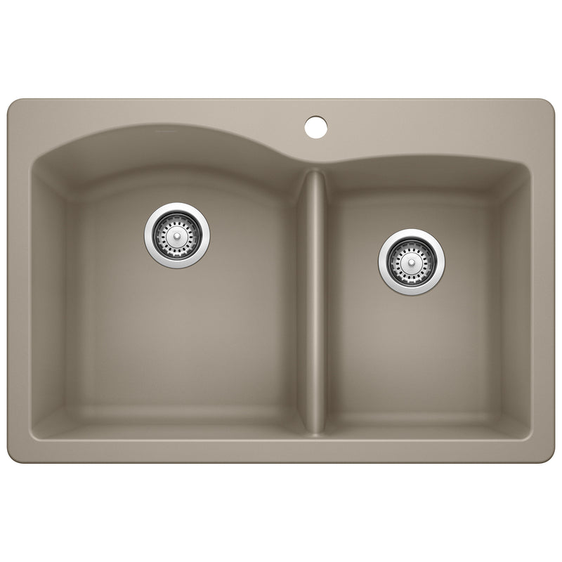 Blanco Diamond SILGRANIT 33" 60/40 Double Bowl Dual Mount Kitchen Sink Blanco