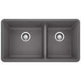 Blanco Precis SILGRANIT 33" 60/40 Double Bowl Undermount Kitchen Sink Blanco