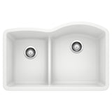 Blanco Diamond SILGRANIT 32" 40/60 Reverse Double Bowl Undermount Kitchen Sink with Low Divide Blanco