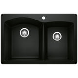 Blanco Diamond SILGRANIT 33" 60/40 Double Bowl Dual Mount Kitchen Sink Blanco