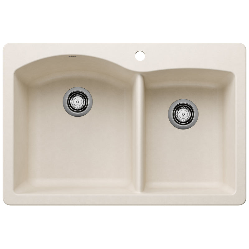 Blanco Diamond SILGRANIT 33" 60/40 Double Bowl Dual Mount Kitchen Sink Blanco