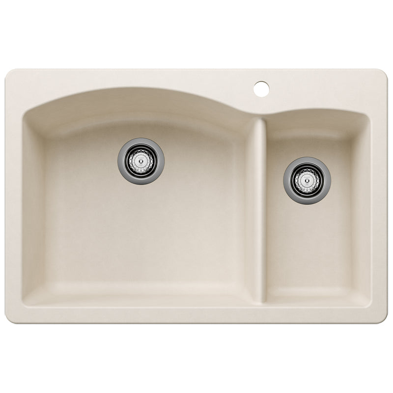 Blanco Diamond SILGRANIT 33" 70/30 Double Bowl Dual Mount Kitchen Sink Blanco