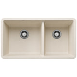 Blanco Precis SILGRANIT 33" 60/40 Double Bowl Undermount Kitchen Sink Blanco