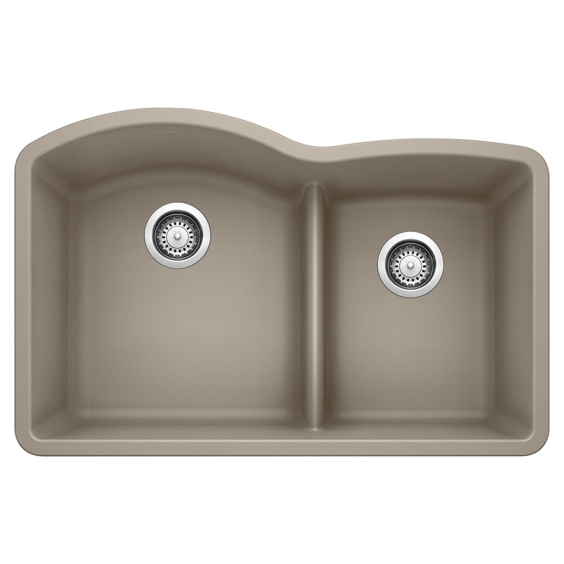 Blanco Diamond SILGRANIT 32" 60/40 Double Bowl Undermount Kitchen Sink with Low Divide Blanco