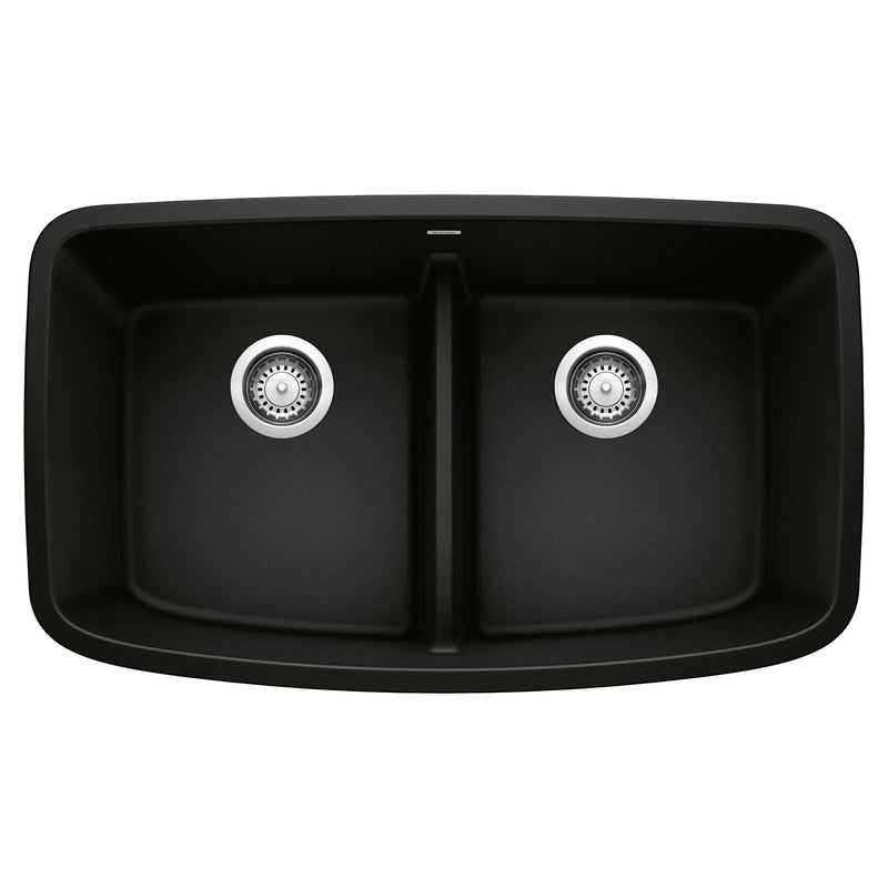 Blanco Valea SILGRANIT 32" 50/50 Double Bowl Undermount Kitchen Sink with Low Divide Blanco