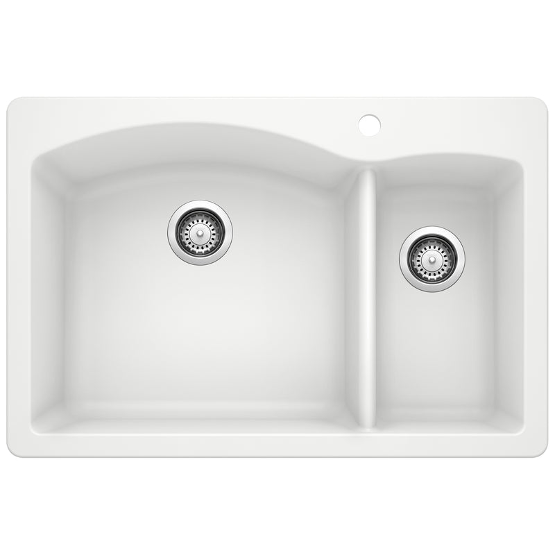 Blanco Diamond SILGRANIT 33" 70/30 Double Bowl Dual Mount Kitchen Sink Blanco