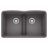 Blanco Diamond SILGRANIT 32" 50/50 Double Bowl Undermount Kitchen Sink with Low Divide Blanco