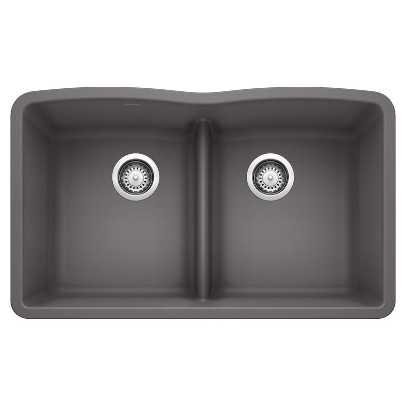 Blanco Diamond SILGRANIT 32" 50/50 Double Bowl Undermount Kitchen Sink with Low Divide Blanco