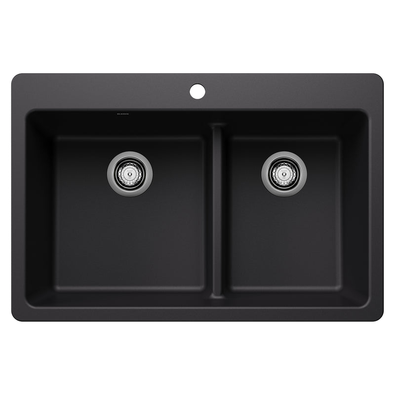 Blanco Liven SILGRANIT 33" 60/40 Double Bowl Dual Mount Kitchen Sink with Low Divide Blanco