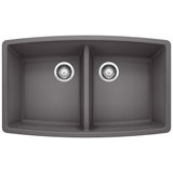 Blanco Performa SILGRANIT 33" 50/50 Double Bowl Undermount Kitchen Sink Blanco