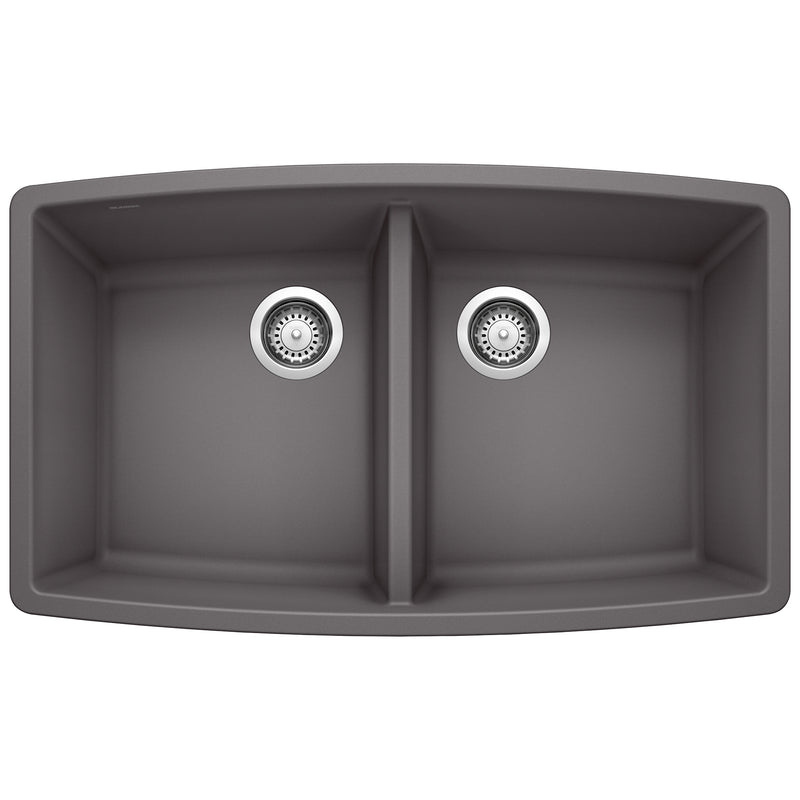 Blanco Performa SILGRANIT 33" 50/50 Double Bowl Undermount Kitchen Sink Blanco