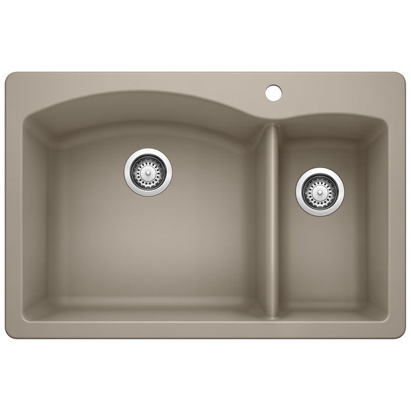 Blanco Diamond SILGRANIT 33" 70/30 Double Bowl Dual Mount Kitchen Sink Blanco