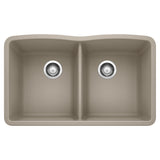 Blanco Diamond SILGRANIT 32" 50/50 Double Bowl Undermount Kitchen Sink Blanco