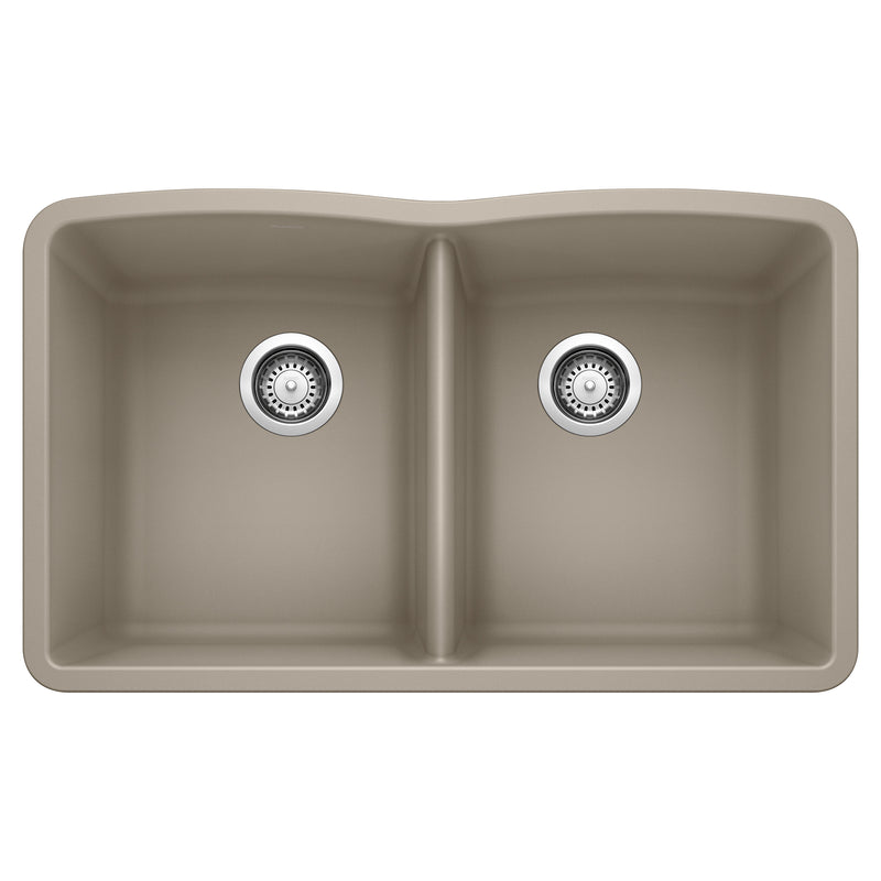 Blanco Diamond SILGRANIT 32" 50/50 Double Bowl Undermount Kitchen Sink Blanco