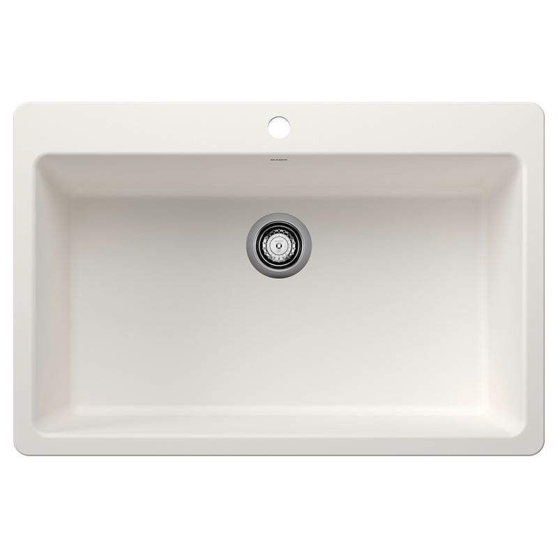 Blanco Liven SILGRANIT 33" Super Single Dual Mount Kitchen Sink Blanco