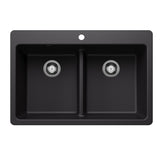 Blanco Liven SILGRANIT 33" 50/50 Double Bowl Dual Mount Kitchen Sink with Low Divide Blanco