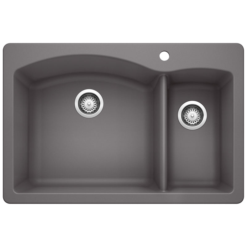 Blanco Diamond SILGRANIT 33" 70/30 Double Bowl Dual Mount Kitchen Sink Blanco