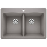 Blanco Diamond SILGRANIT 33" 50/50 Double Bowl Dual Mount Kitchen Sink Blanco