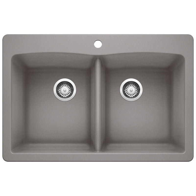 Blanco Diamond SILGRANIT 33" 50/50 Double Bowl Dual Mount Kitchen Sink Blanco