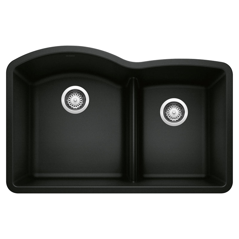 Blanco Diamond SILGRANIT 32" 60/40 Double Bowl Undermount Kitchen Sink with Low Divide Blanco